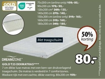 Jysk Gold t25 dekmatras aanbieding