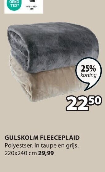 Jysk Gulskolm fleeceplaid aanbieding