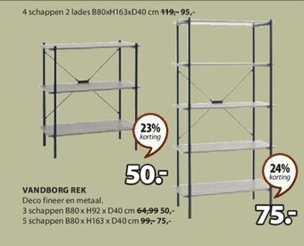 Vandborg rek 3 schappen b80 x h92 x d40 cm
