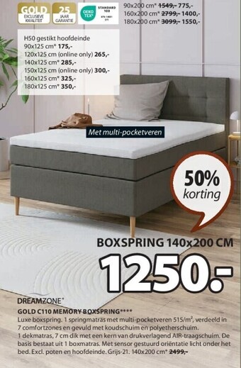 Jysk Gold c110 memory boxspring aanbieding