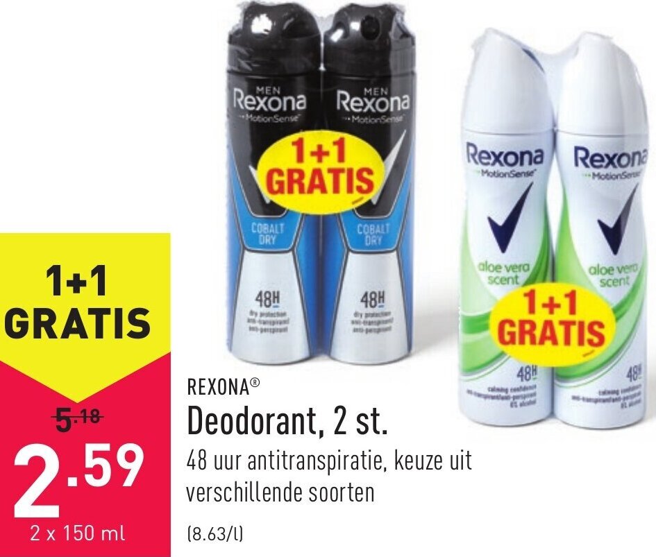 Deodorant 2x150ml promotie bij ALDI