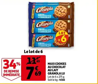Auchan Maxi Cookies Au Chocolat Au Lait Granola Lu aanbieding