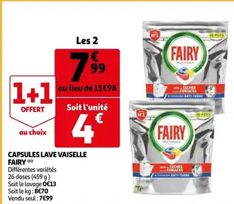 Auchan Capsules Lave Vaiselle Fairy aanbieding