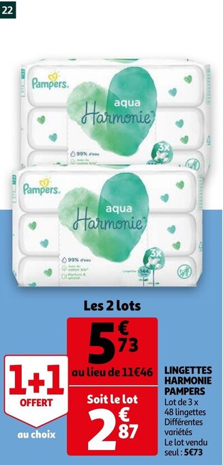 Auchan Lingettes Harmonie Pampers aanbieding