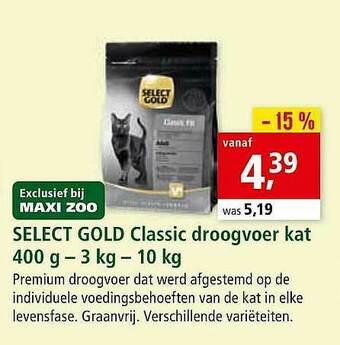 Maxi Zoo Select Gold Classic Droogvoer Kat aanbieding