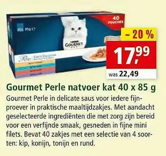 Maxi Zoo Gourmet Perle Natvoer Kat 40 X 85 G aanbieding