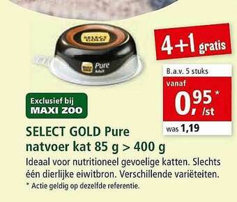 Maxi Zoo Select Gold Pure Natvoer Kat 85 G aanbieding