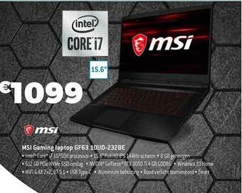 Exellent Msi Gaming Laptop Gf63 10ud-232be aanbieding