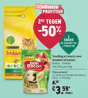 Delhaize Voeding of snack voor honden of katten aanbieding