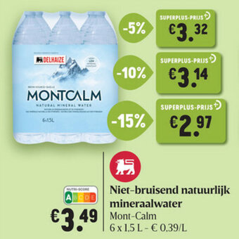 Delhaize Niet-bruisend natuurlijk mineraalwater 6 x 1.5L aanbieding