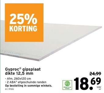 GAMMA Gyproc® gipsplaat dikte 12,5 mm aanbieding