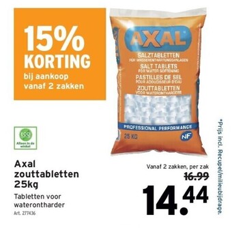 GAMMA Axal zouttabletten 25kg aanbieding