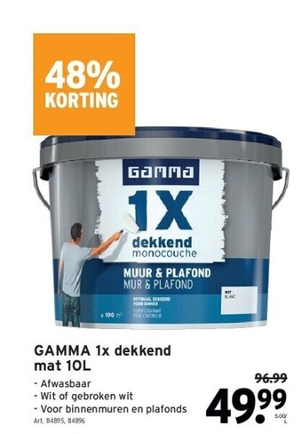 GAMMA Gamma 1x dekkend mat 10l aanbieding