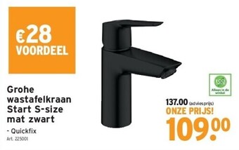 GAMMA Grohe wastafelkraan start s-size mat zwart aanbieding