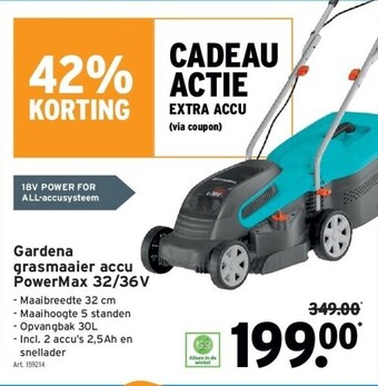 GAMMA Gardena grasmaaier accu powermax 32/36v aanbieding