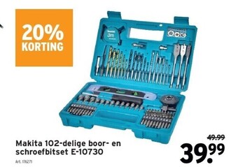 GAMMA Makita 102-delige boor- en schroefbitset e-10730 aanbieding