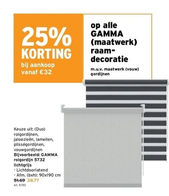 GAMMA Op alle gamma (maatwerk) raamdecoratie aanbieding