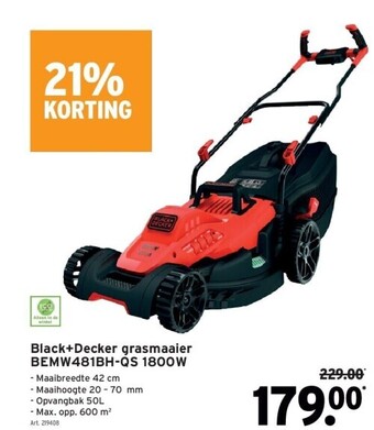 GAMMA Black+decker grasmaaier bemw481bh-qs 1800w aanbieding