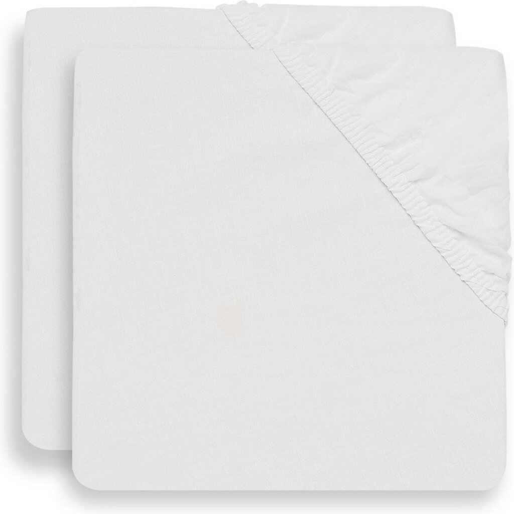 Bol.com Jollein baby hoeslaken ledikant katoen 60x120cm - wit - 2 stuks aanbieding