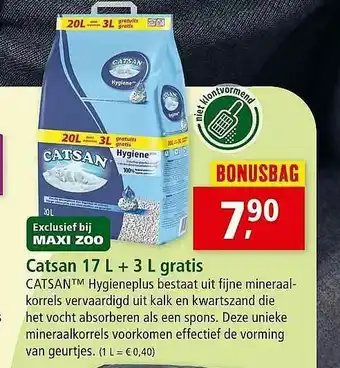 Catsan 17 L + 3l Gratis