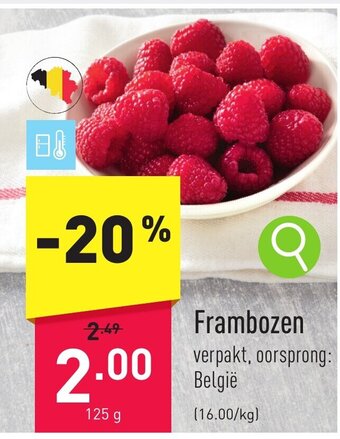 ALDI Frambozen 125g aanbieding