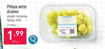 ALDI Pitloze witte druiven 500g aanbieding