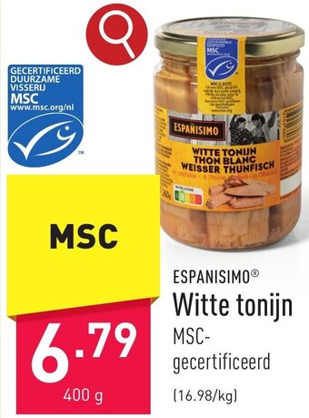 ALDI ESPANISIMOⓇ Witte tonijn 400g aanbieding