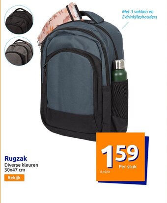 Action Rugzak Diverse kleuren 30x47 cm aanbieding