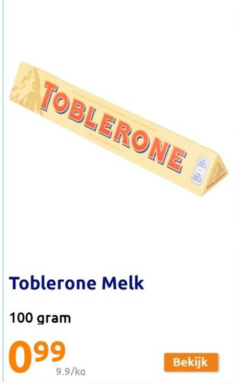 Action Toblerone Melk 100 gram aanbieding