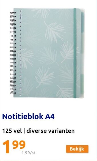Action Notitieblok A4 125 vel | diverse varianten aanbieding