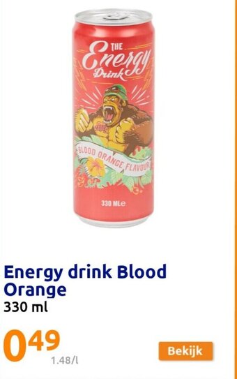 Action Energy drink Blood Orange 330 ml aanbieding