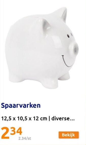 Action Spaarvarken 12,5 x 10,5 x 12 cm | diverse... aanbieding