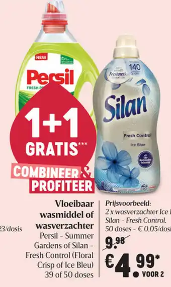 Delhaize Vloeibaarwasmiddel of wasverzachter aanbieding