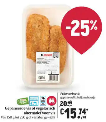 Delhaize Gepaneerde vis of vegetarisch alternatief voor vis aanbieding