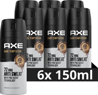 Bol.com Axe dark temptation deodorant antitranspirant - 6 x 150 ml - voordeelverpakking aanbieding