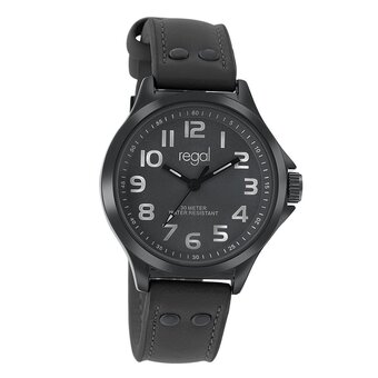 Bol.com Regal r6465-217 - horloge - leer - zwart - ø 38 mm aanbieding