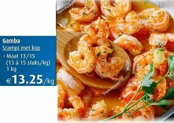 Aronde Gamba scampi met kop aanbieding