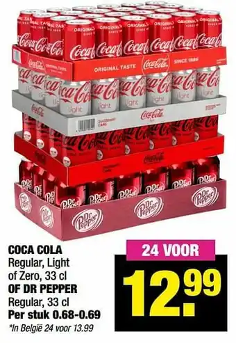 Big Bazar Coca cola regular light of zero of dr pepper regular aanbieding