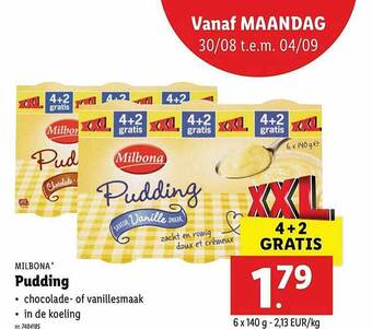 Lidl Milbona Pudding aanbieding