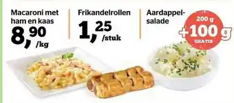 Macaroni Met Ham En Kaas, Frikandelrollen, Aardappelsalade