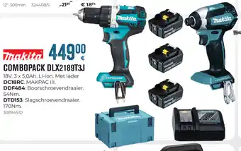 Meno Makita Combopack DLX2189T3J aanbieding