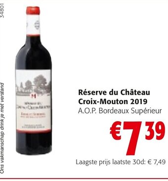 Colruyt Réserve du Château Croix-Mouton 2019 aanbieding