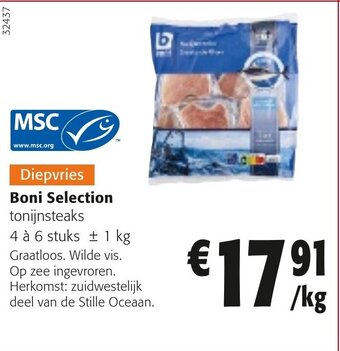 Colruyt Boni Selection tonijnsteaks aanbieding