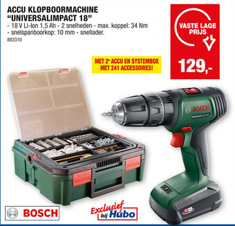 Hubo ACCU KLOPBOORMACHINE "UNIVERSALIMPACT 18" aanbieding