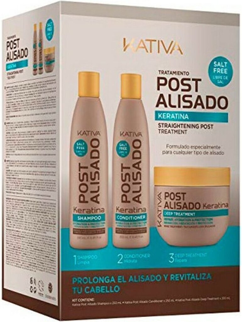 Bol.com Kativa - set keratina straightening post treatment szampon 250ml + odżywka 250ml + maska 250ml aanbieding