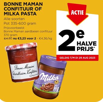 Jumbo BONNE MAMAN CONFITUUR OF MILKA PASTA aanbieding