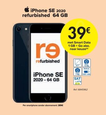 Carrefour iPhone SE 2020 refurbished 64 GB aanbieding