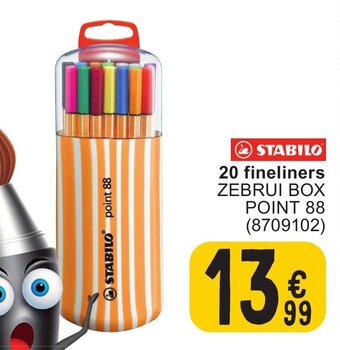 Cora STABILO 20 fineliners ZEBRUI BOX POINT 88 aanbieding