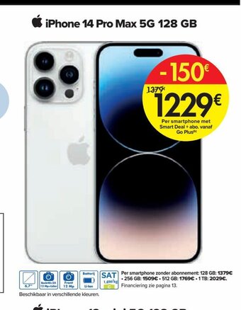 Carrefour iPhone 14 Pro Max 5G 128 GB aanbieding