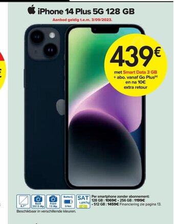 Carrefour iPhone 14 Plus 5G 128 GB aanbieding